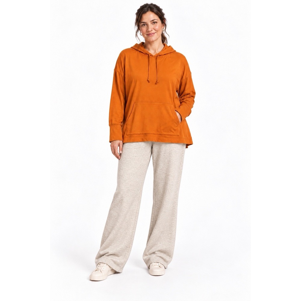 Mono B Hoodie Womens M Oversized Supima Cotton Burnt Orange Pullover NWT